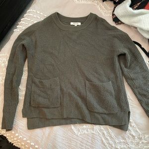 Madewell Double Pocket Sweater in Olive Green